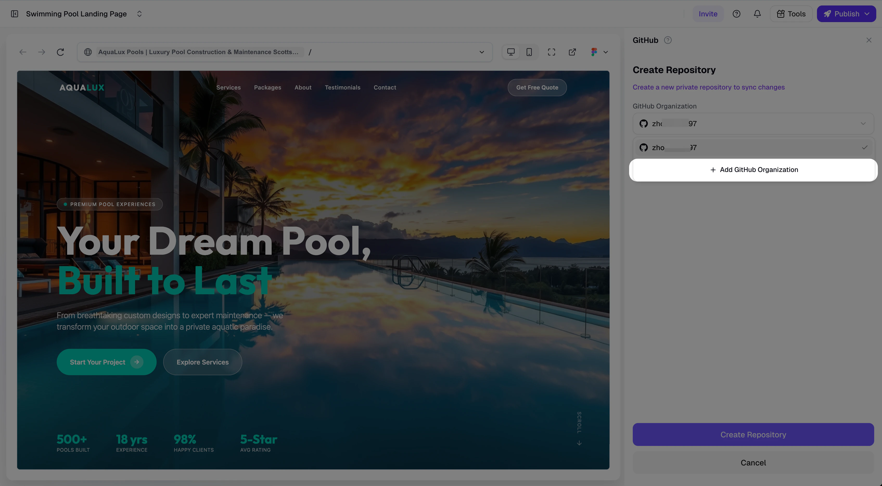 GitHub App installation page — select the organization to install