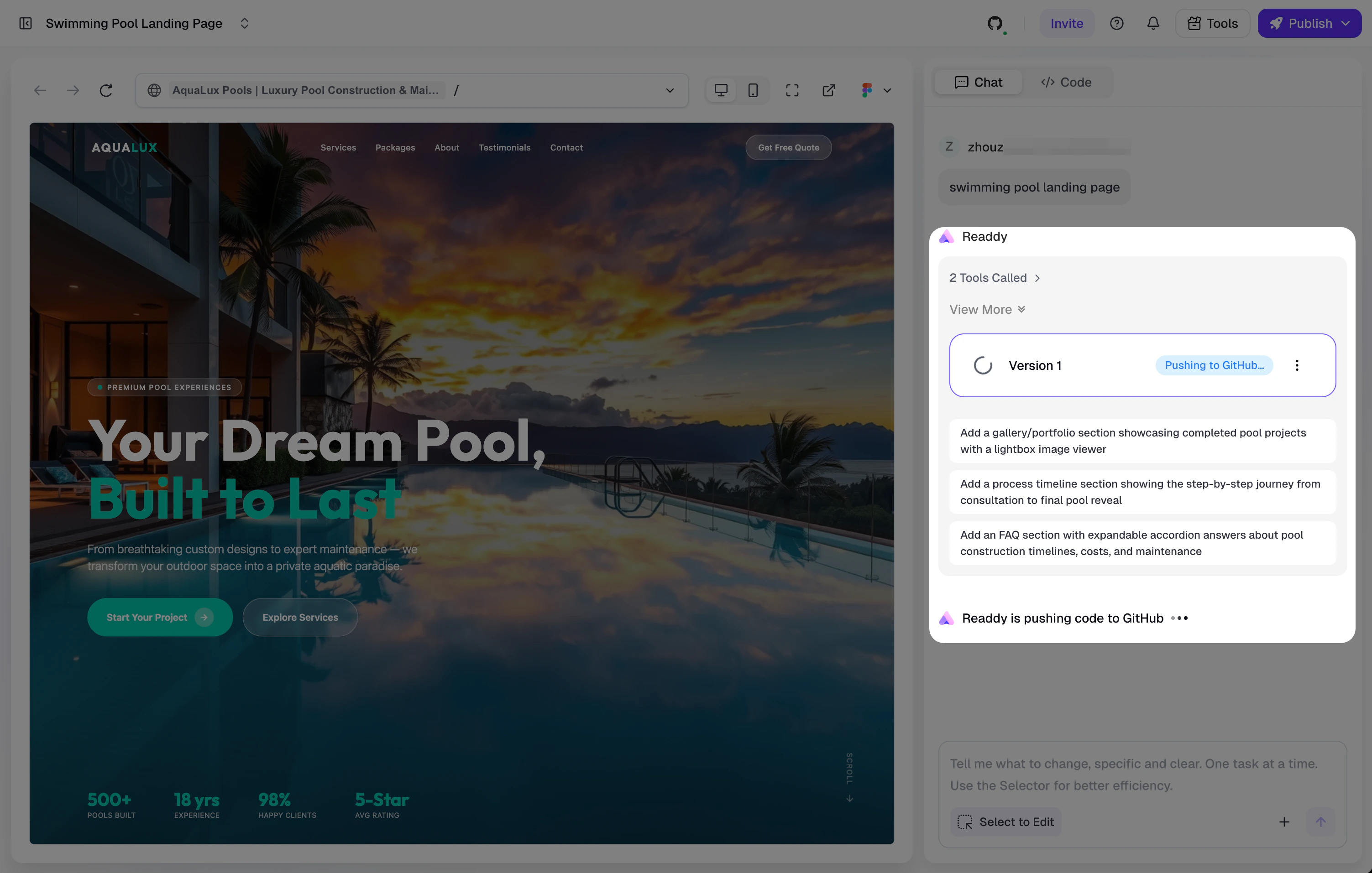 Pushing status badge in the panel and toolbar