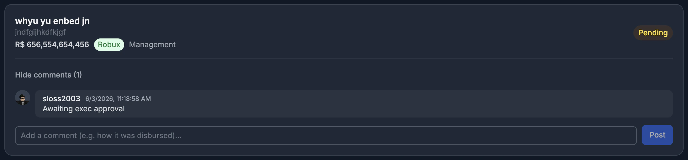 Comments on a request