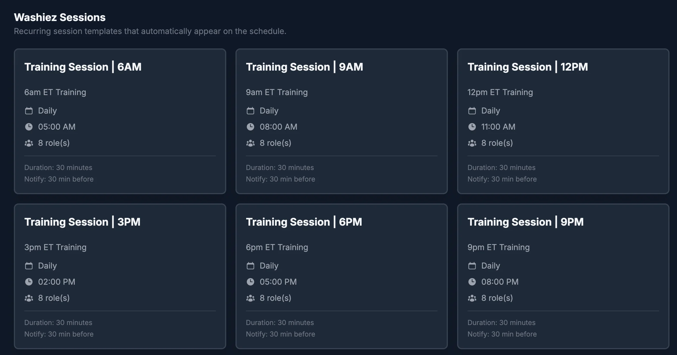 Session Schedule