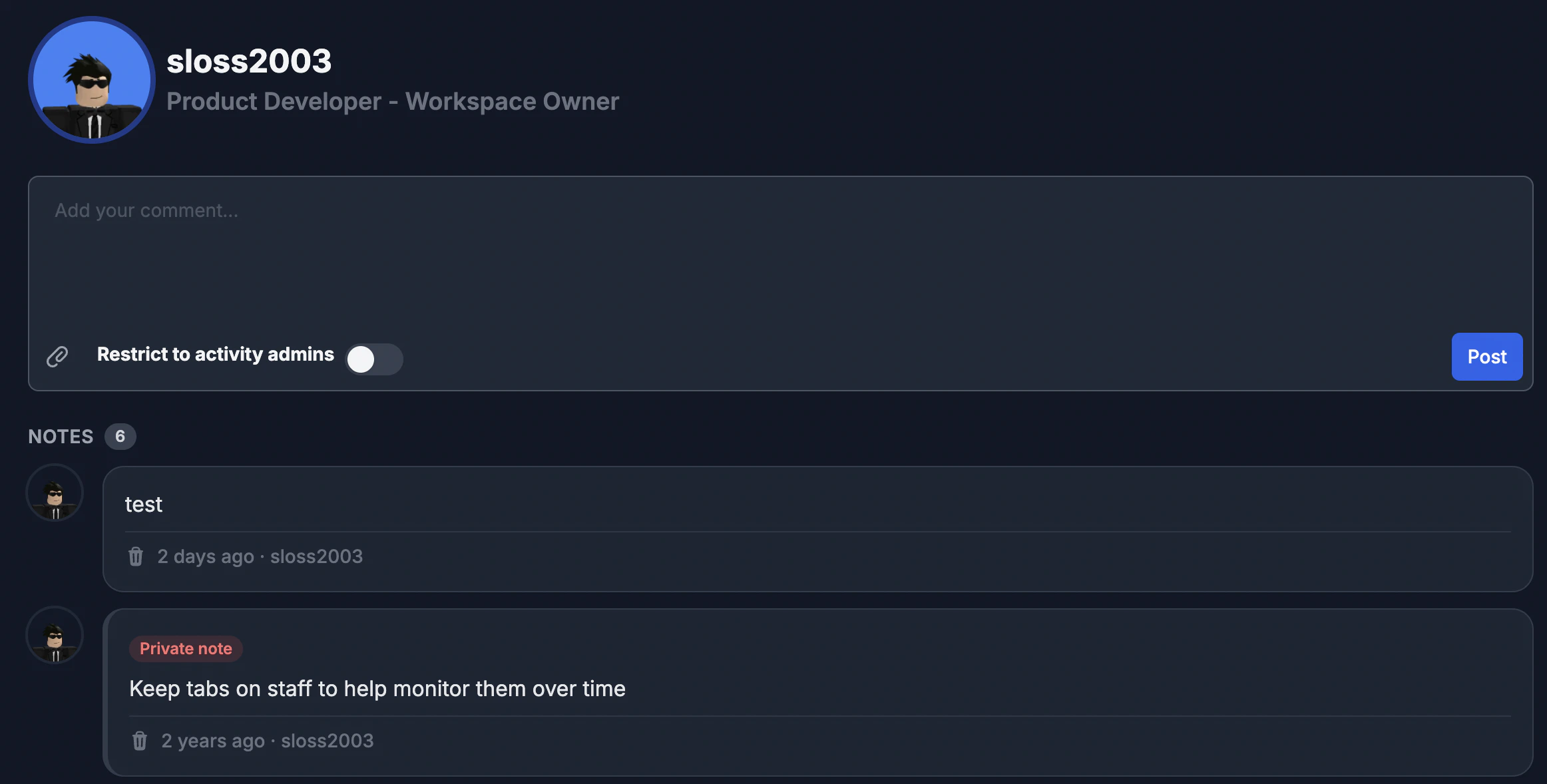 User Notes