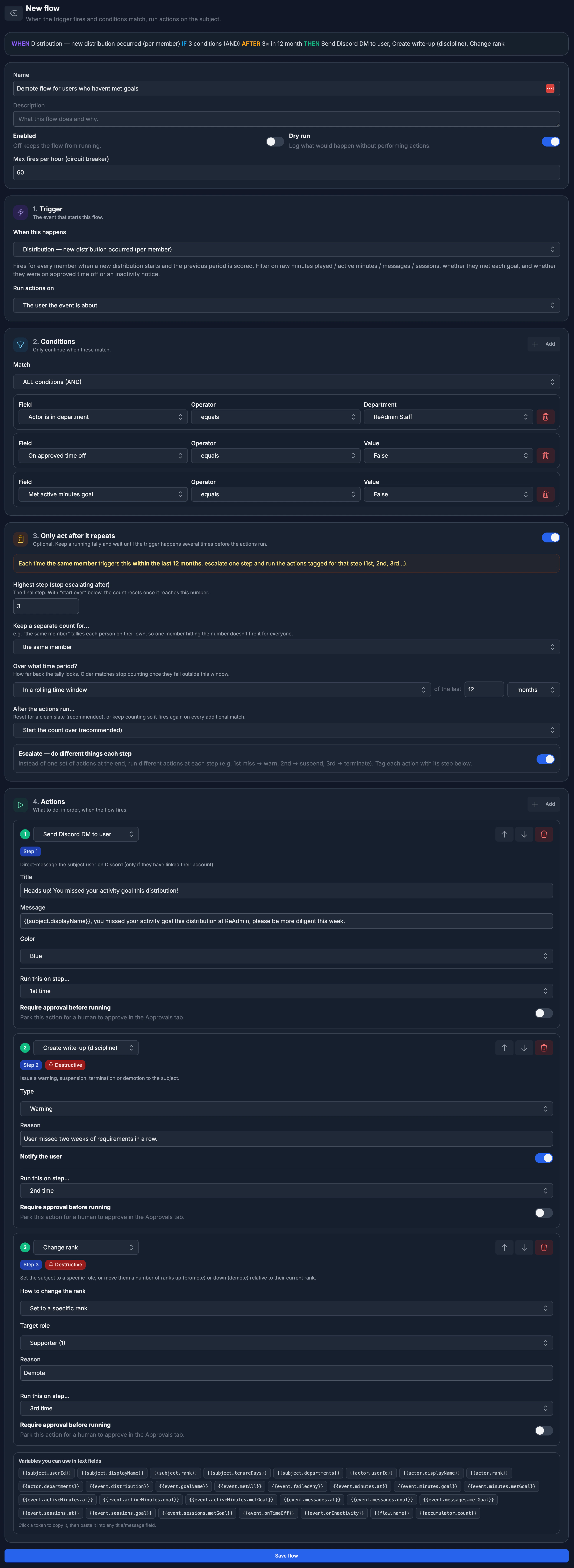Flows page