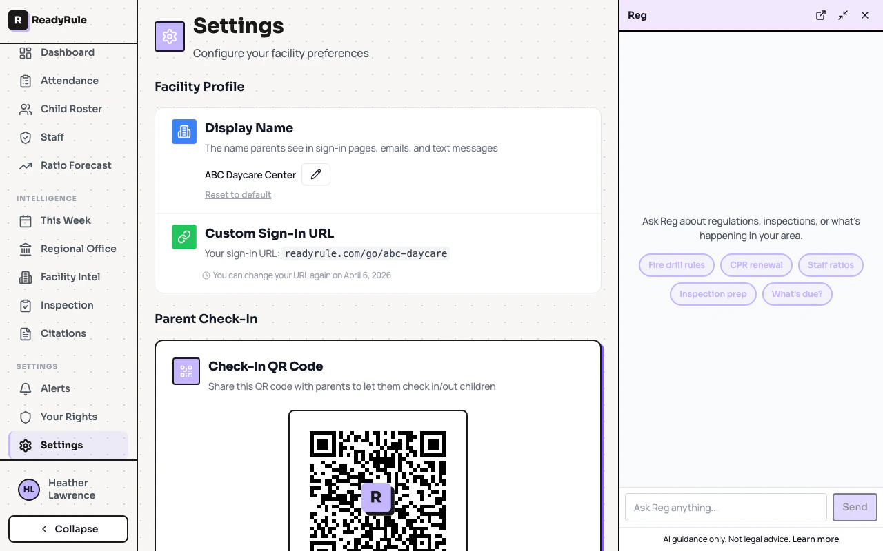 Compliance Chat interface with conversation sidebar and message area