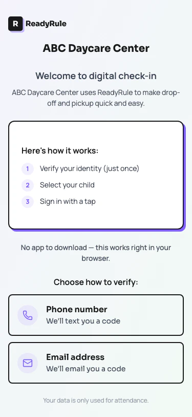 Sign-in preferences landing page on mobile