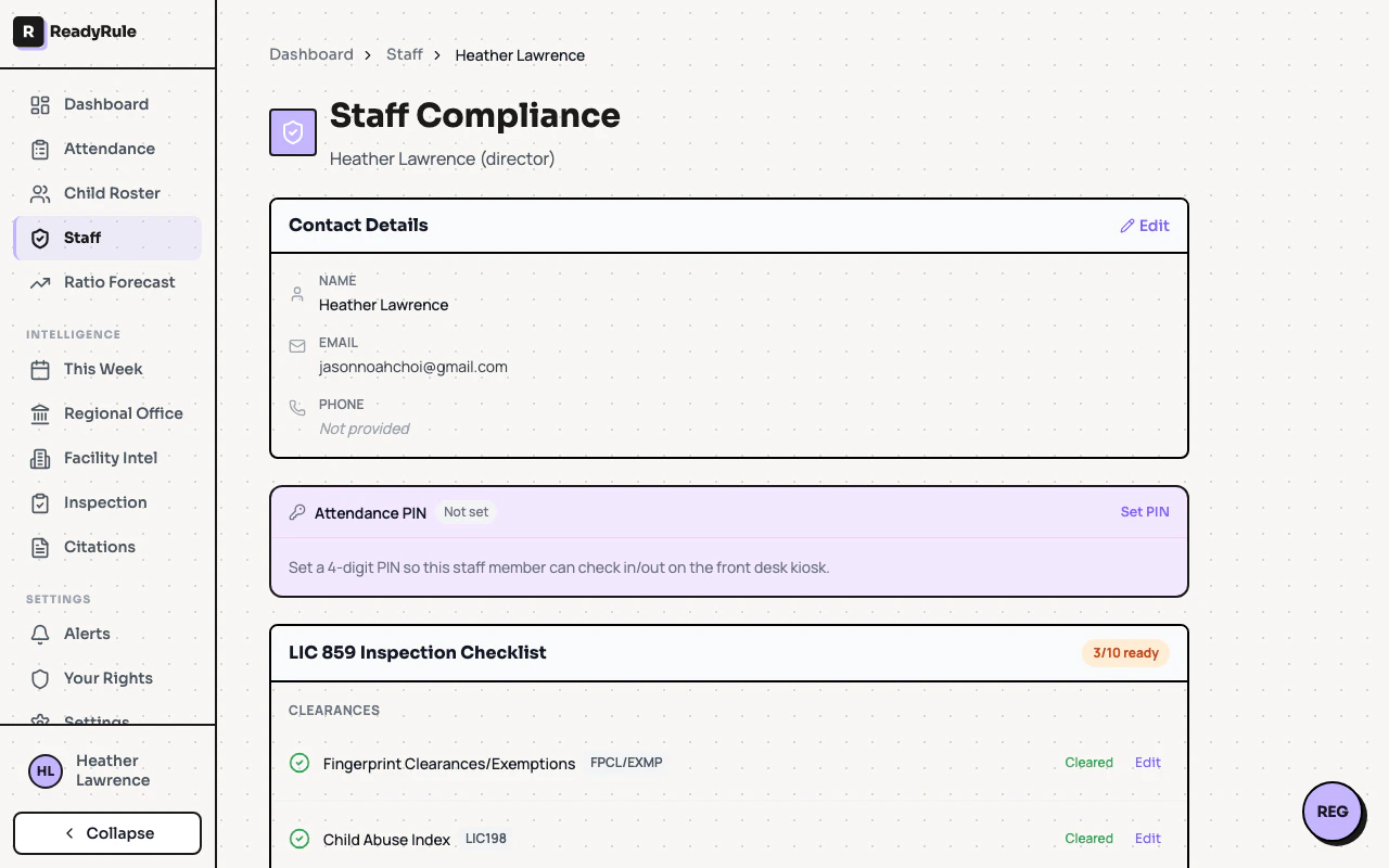 Staff profile and certifications page