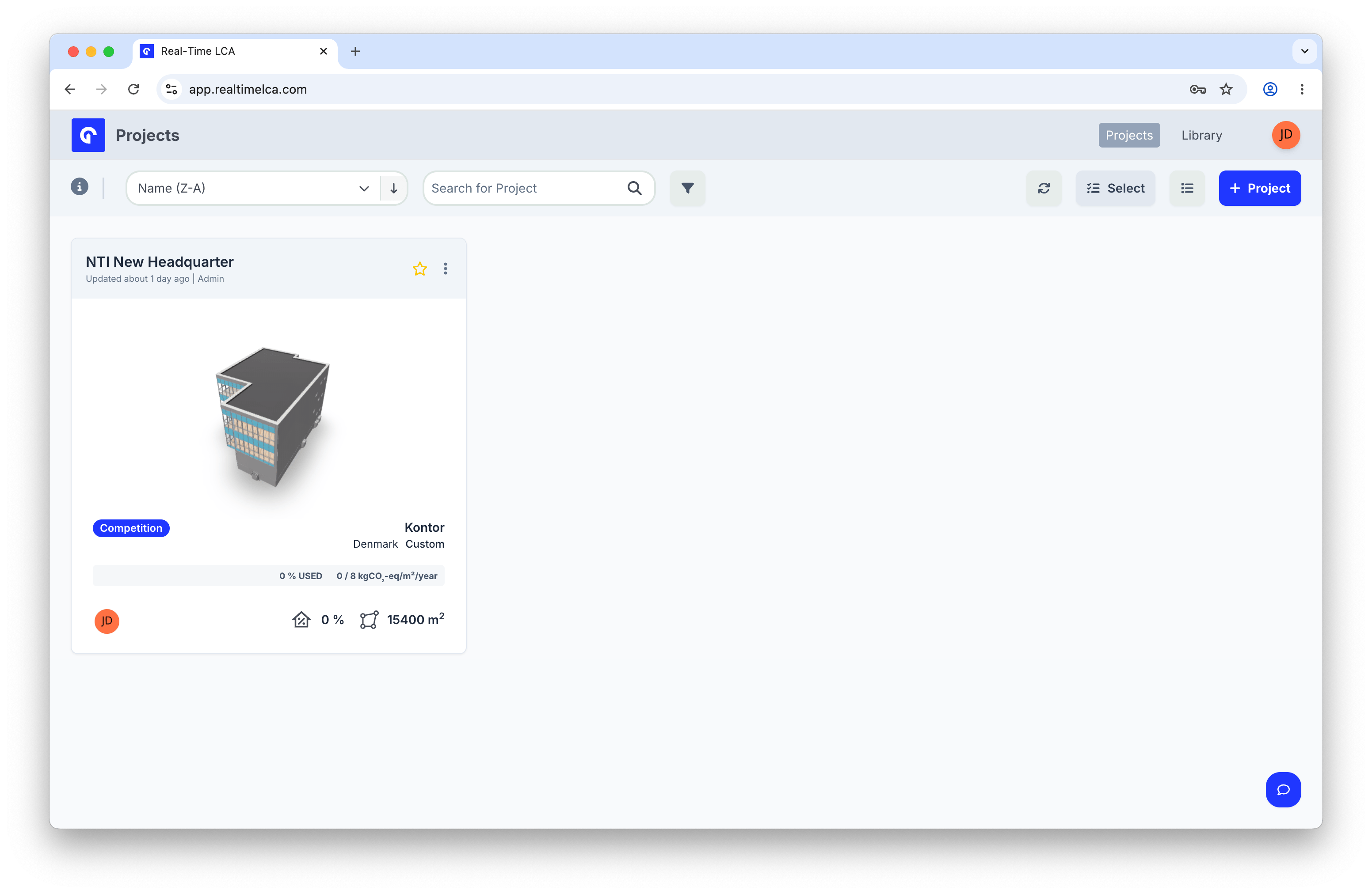 Projects sorted by Name descending.