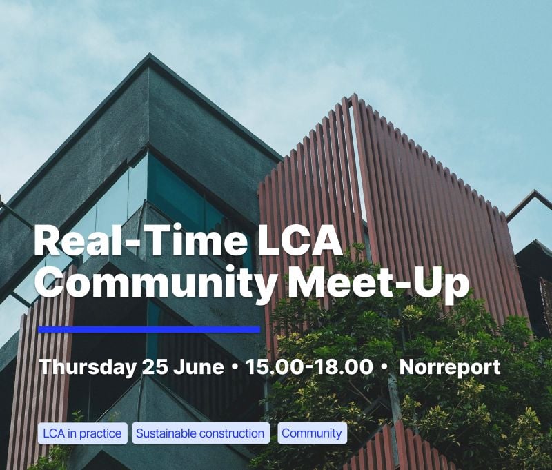 Real-Time LCA Community Meetup poster for June 25, 2026 in Copenhagen.