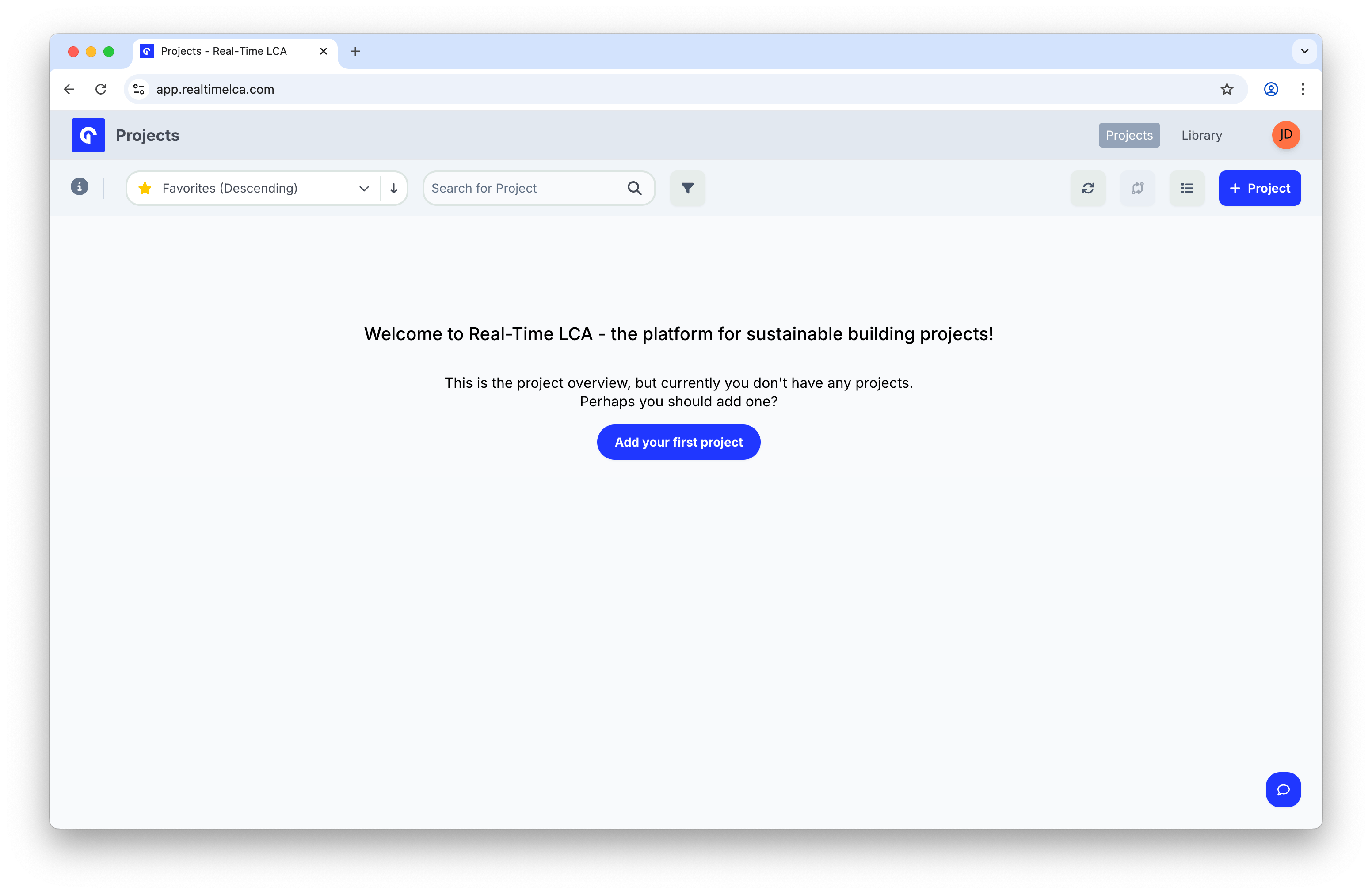 Welcome screen shown when the organization has no projects.