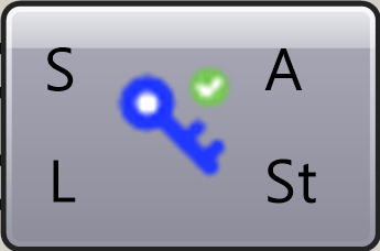 Login component in Grasshopper with S, L inputs and A, St outputs