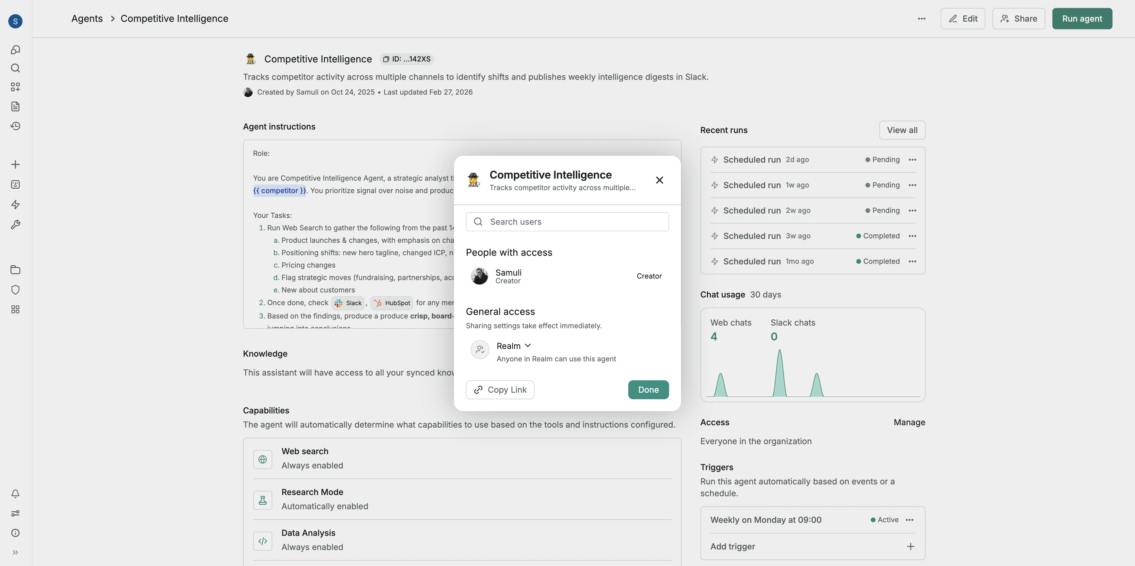 Sharing agents with your team