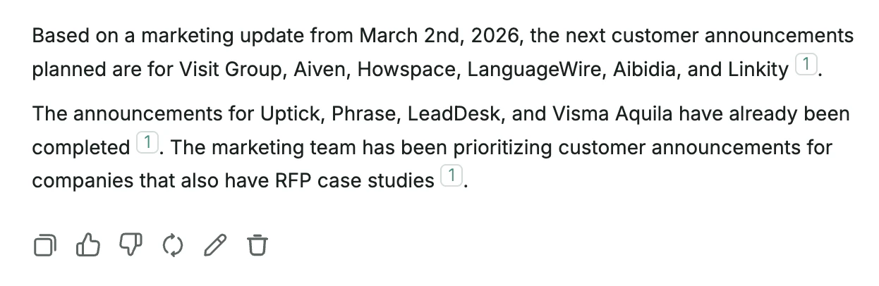 Answer actions in Chat