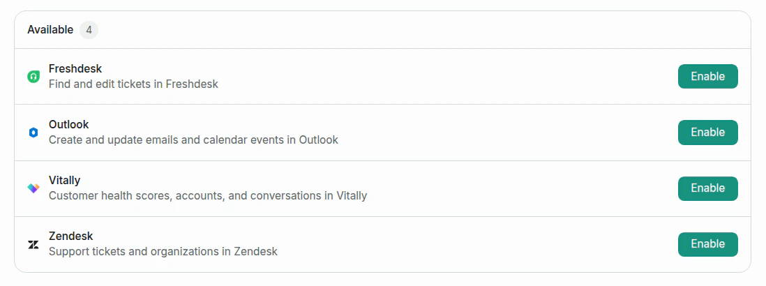 Available tools section