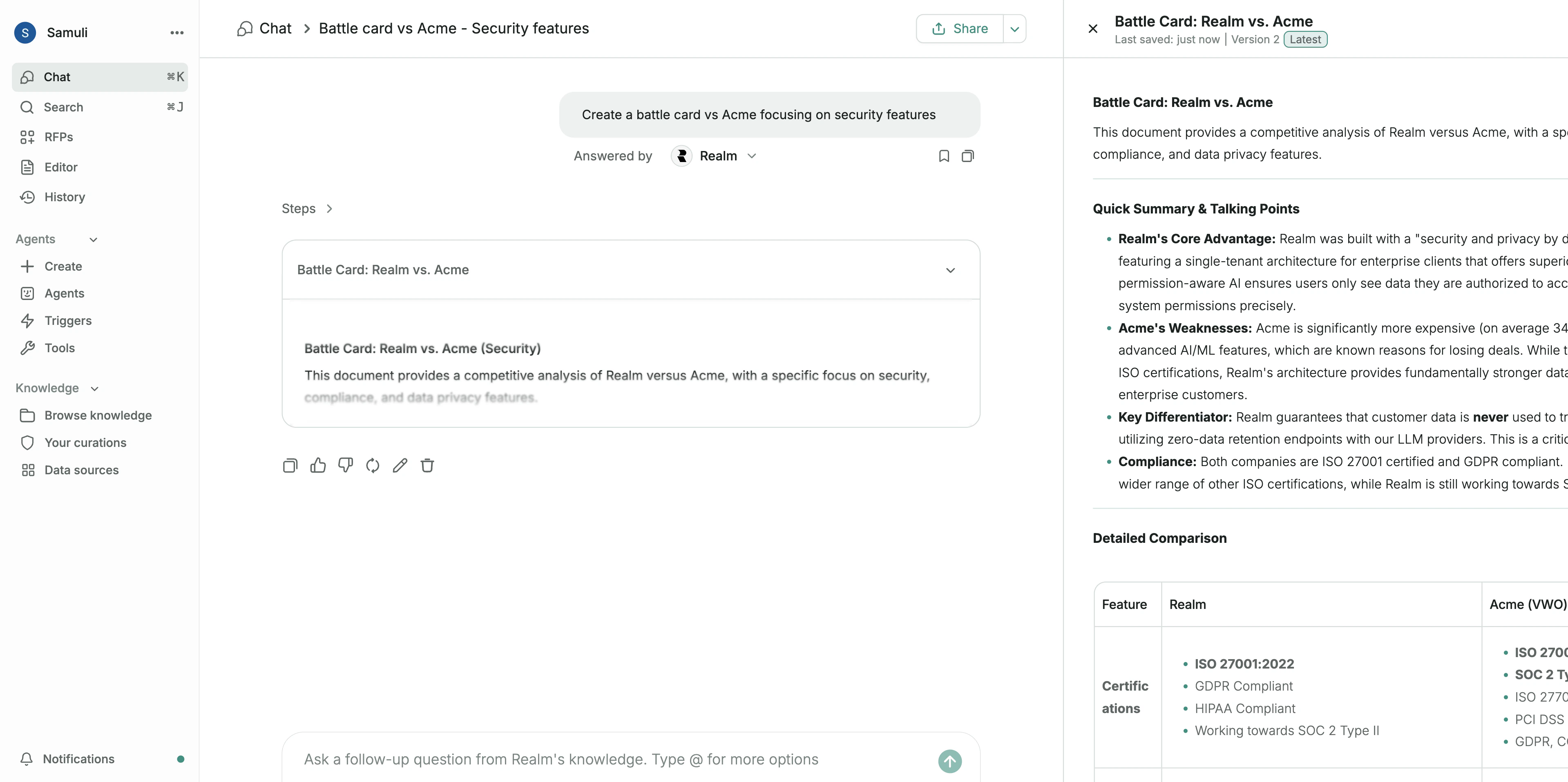 Creating documents in Chat