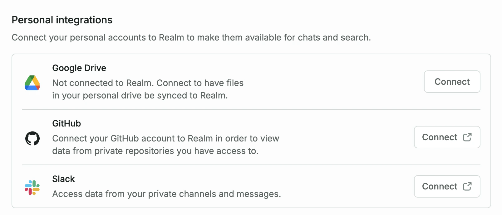 Personal integrations