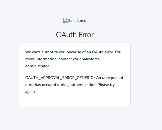 Salesforce OAuth error page
