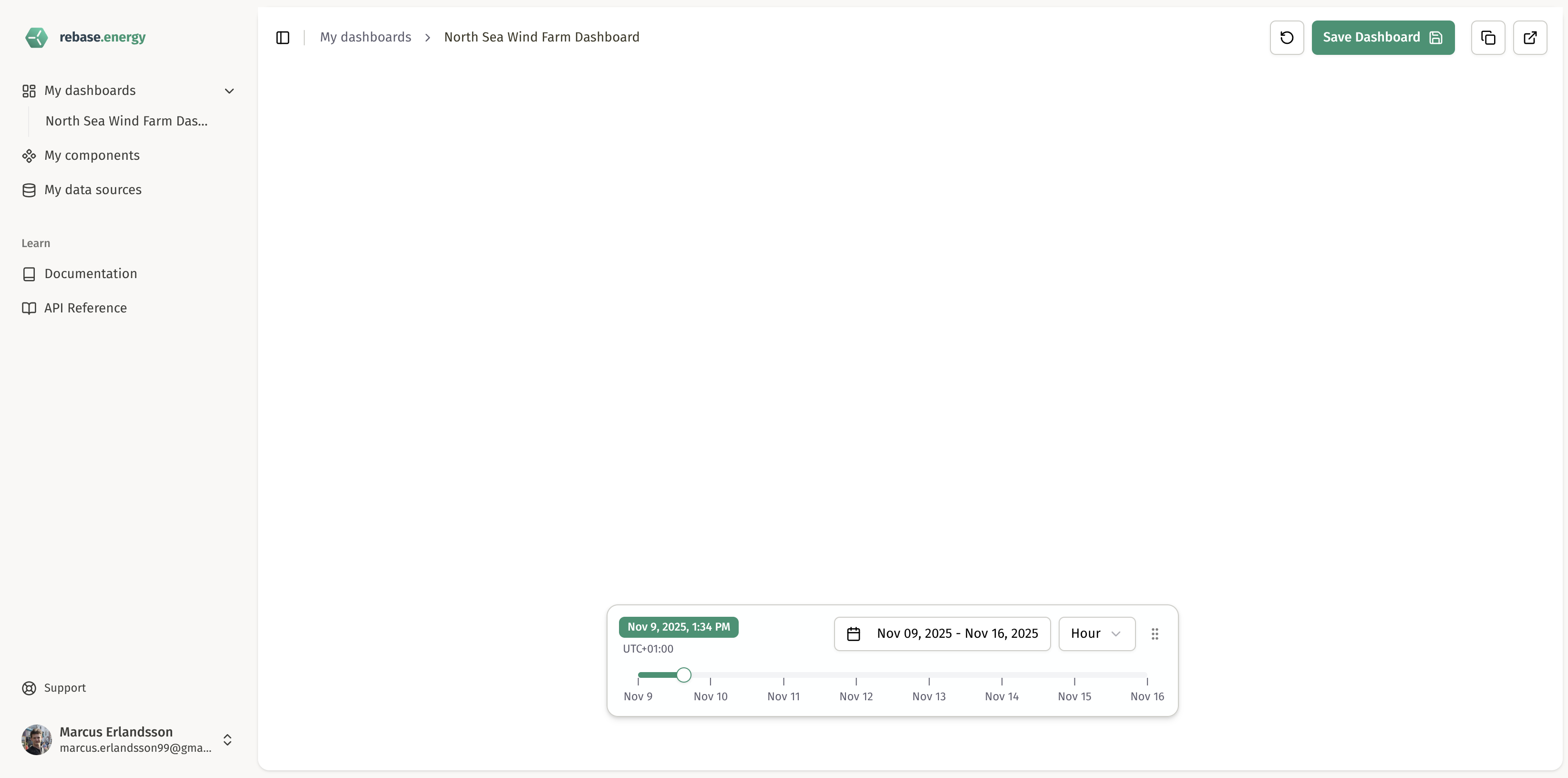 Opening the empty dashboard