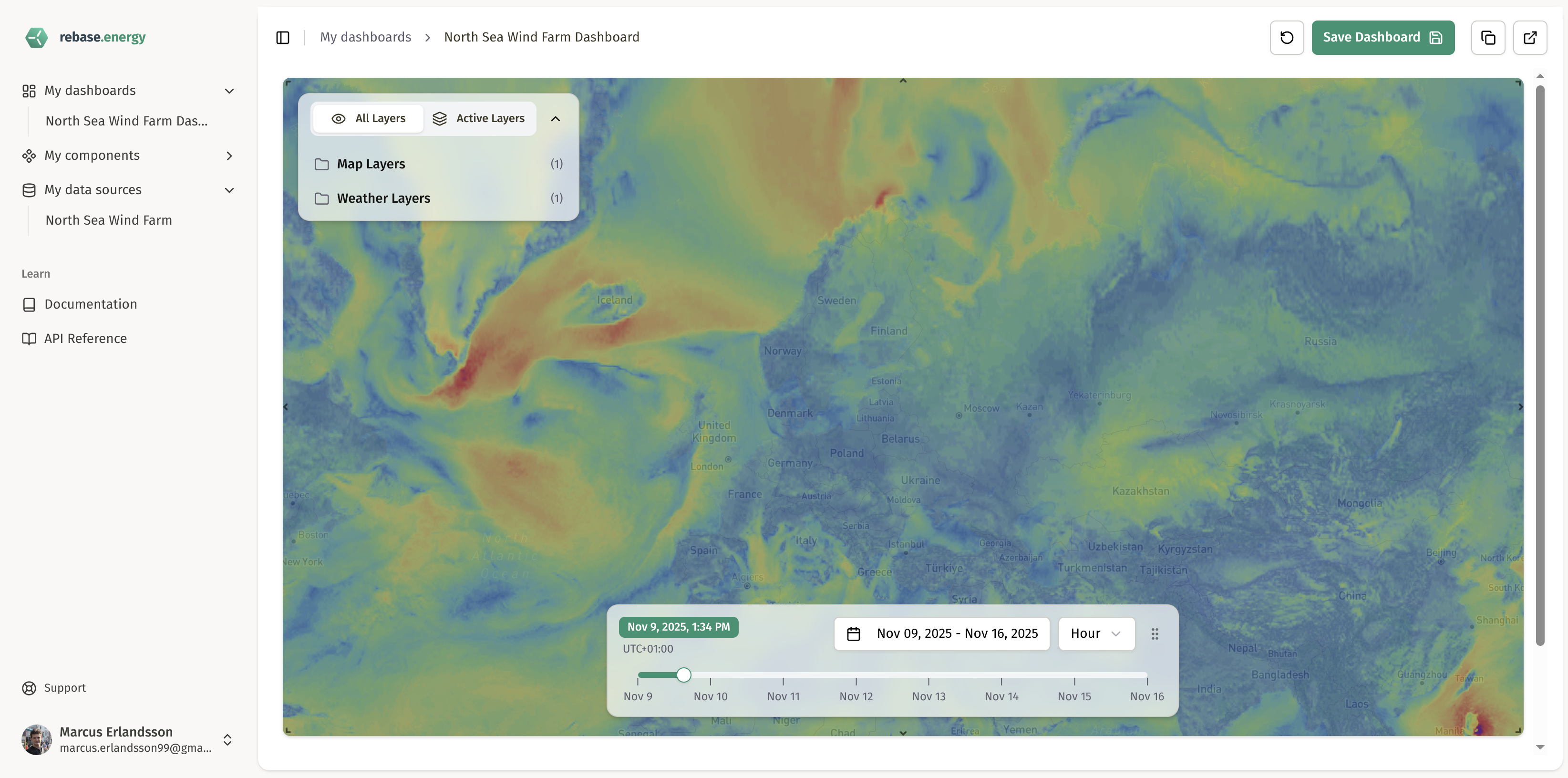 Dashboard with layers added, after resizing
