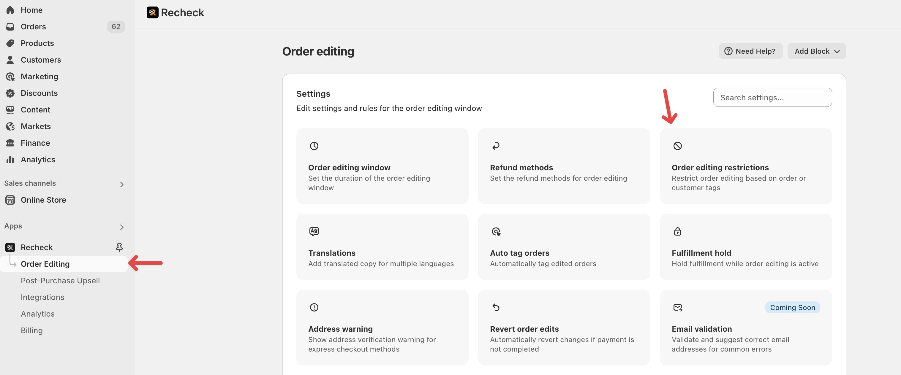 Open order editing restrictions