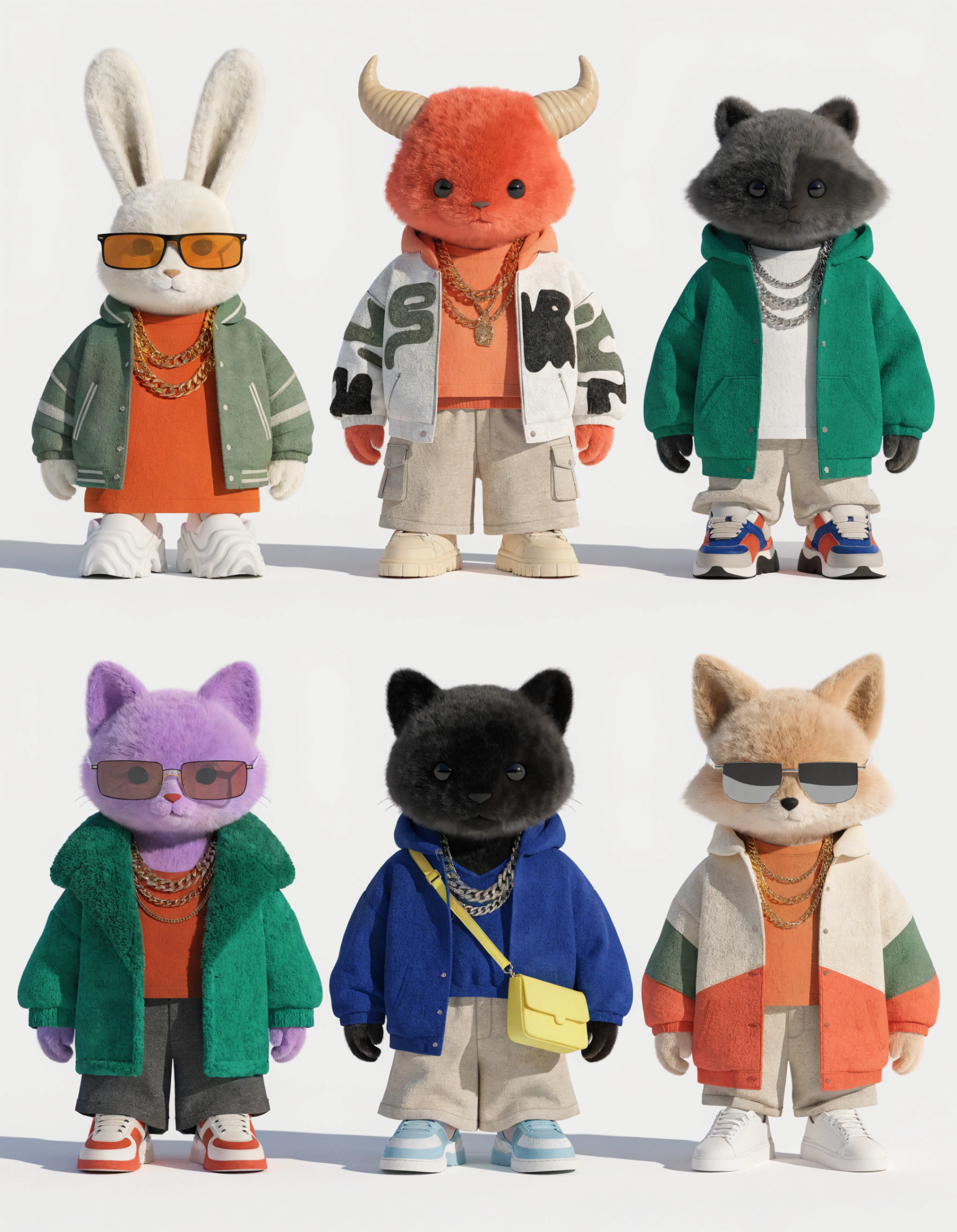 Digital 3D fashion lookbook render.