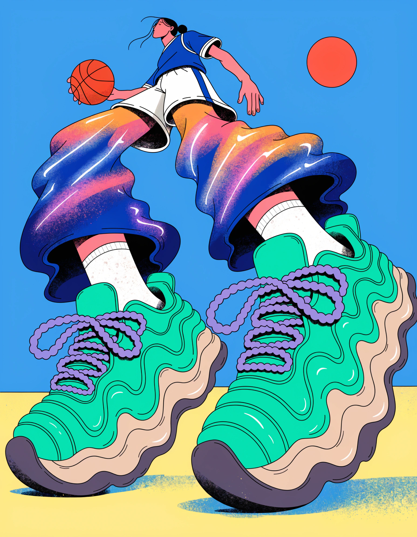 Bold stylized illustration.