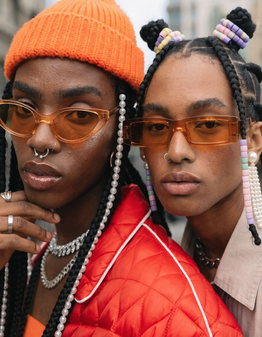 Fashion couple portrait, close up.