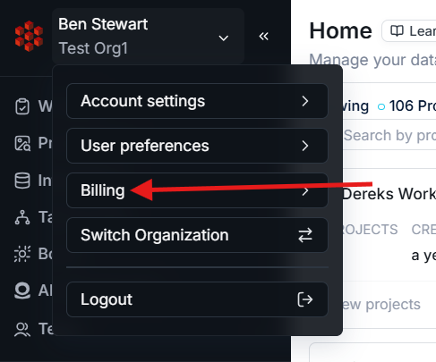 Accessing the Billing Page