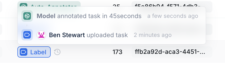 Task History of a Task that was labeled automatically