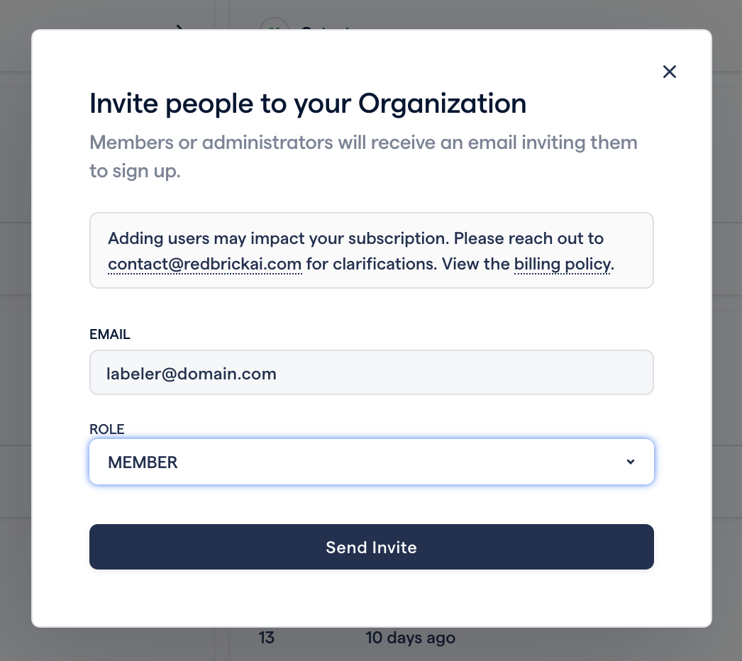 Inviting an Org Member
