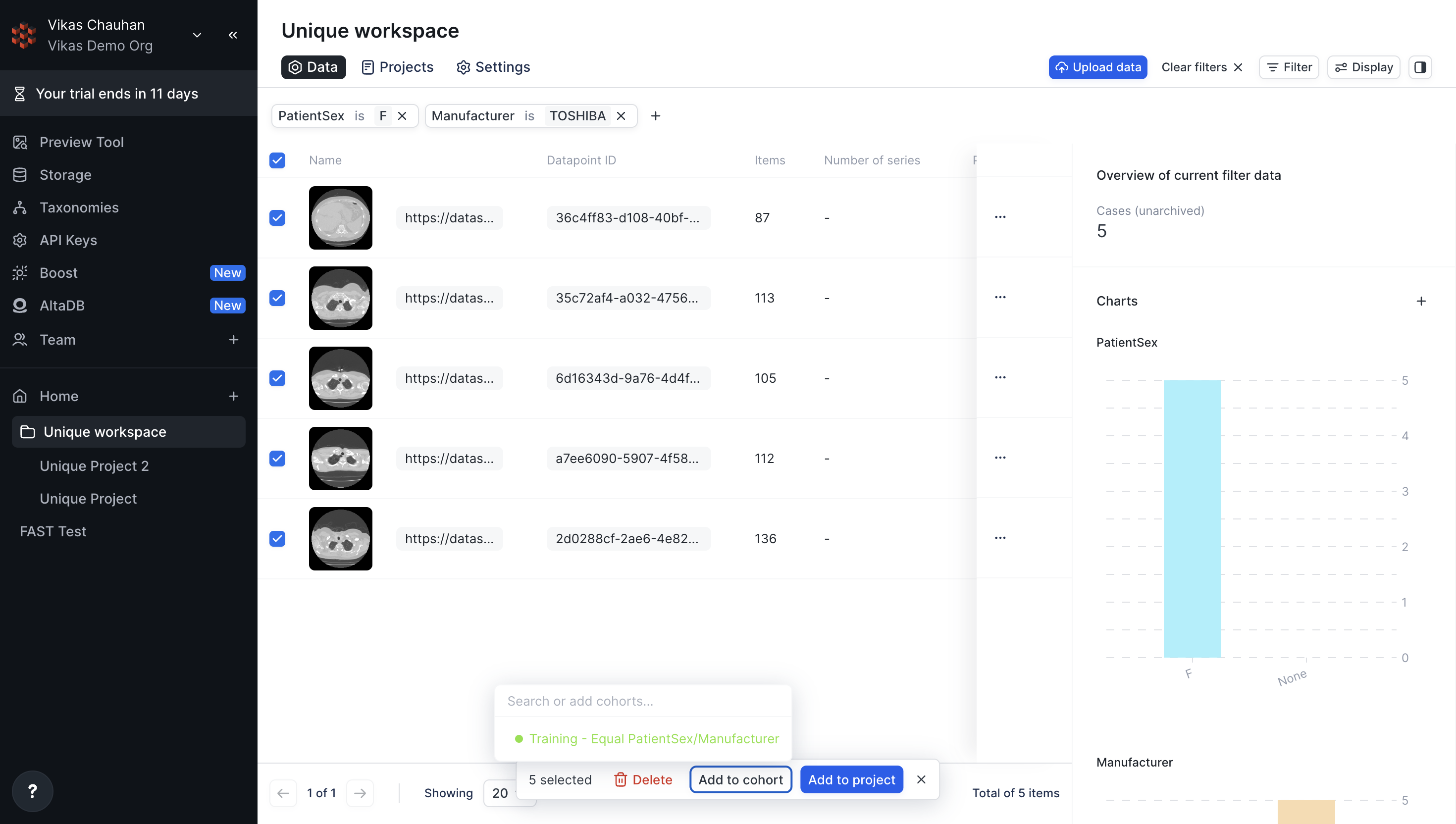 Add Datapoint to Cohort
