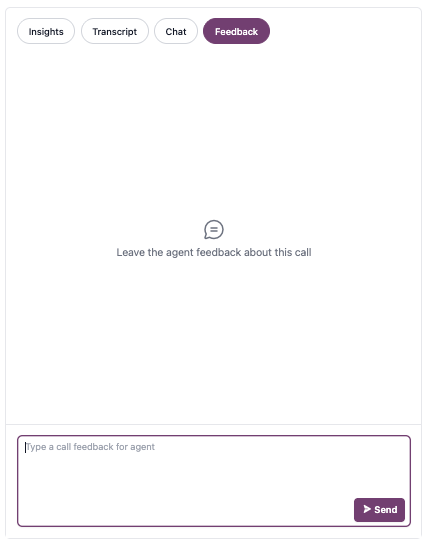 Manager entering feedback on the Feedback tab of a call record