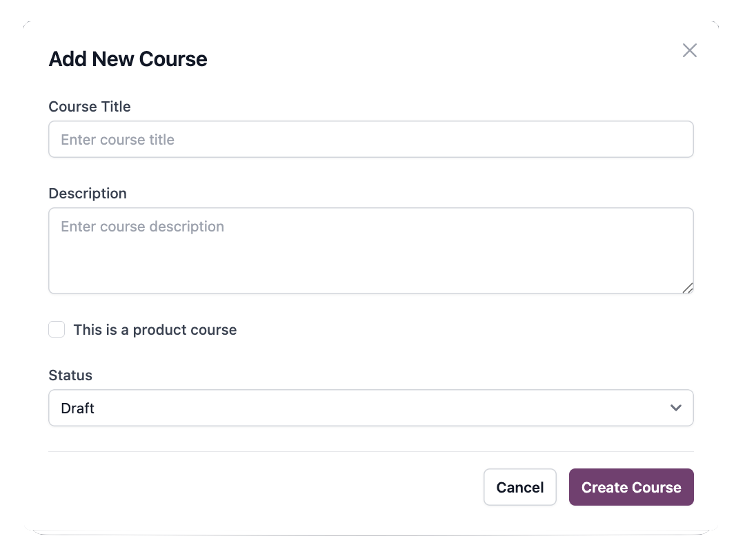 Add new course form