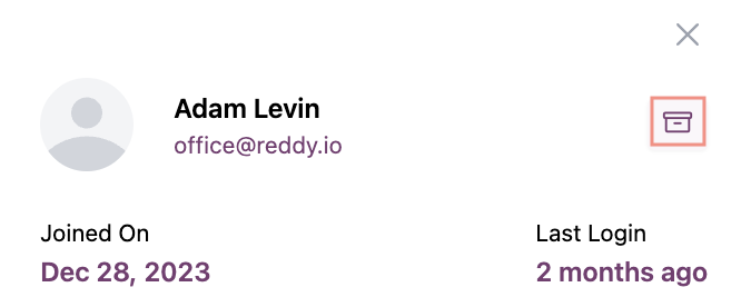 Archive icon in agent side panel