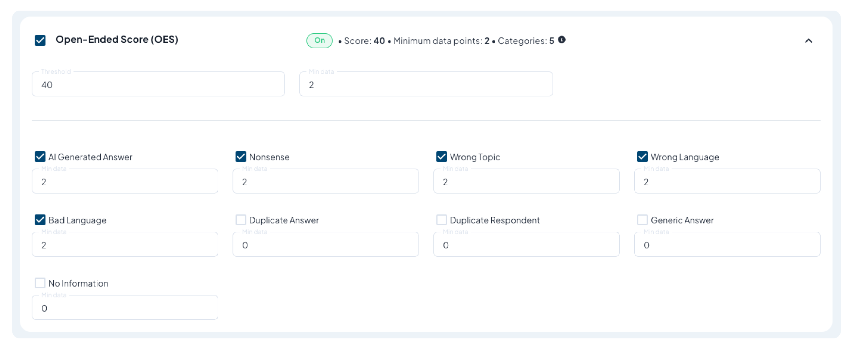 Decipher Integration Assistant - OES Cleaning Settings