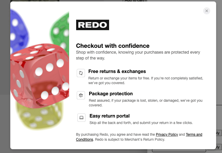 Info modal with background