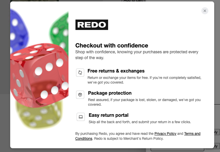 Info modal with background