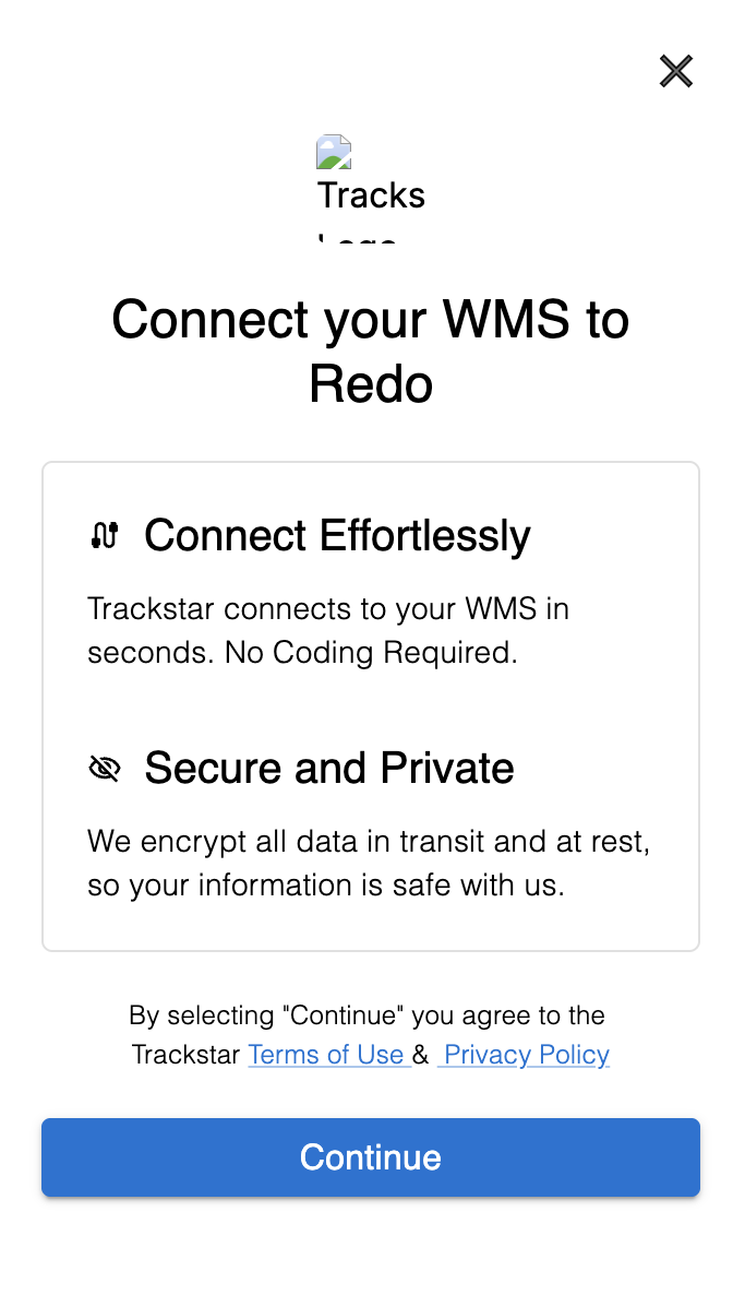 TrackStar Login Screen