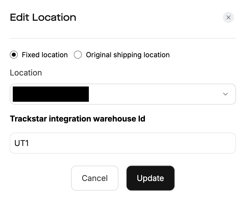 TrackStar Warehouse ID