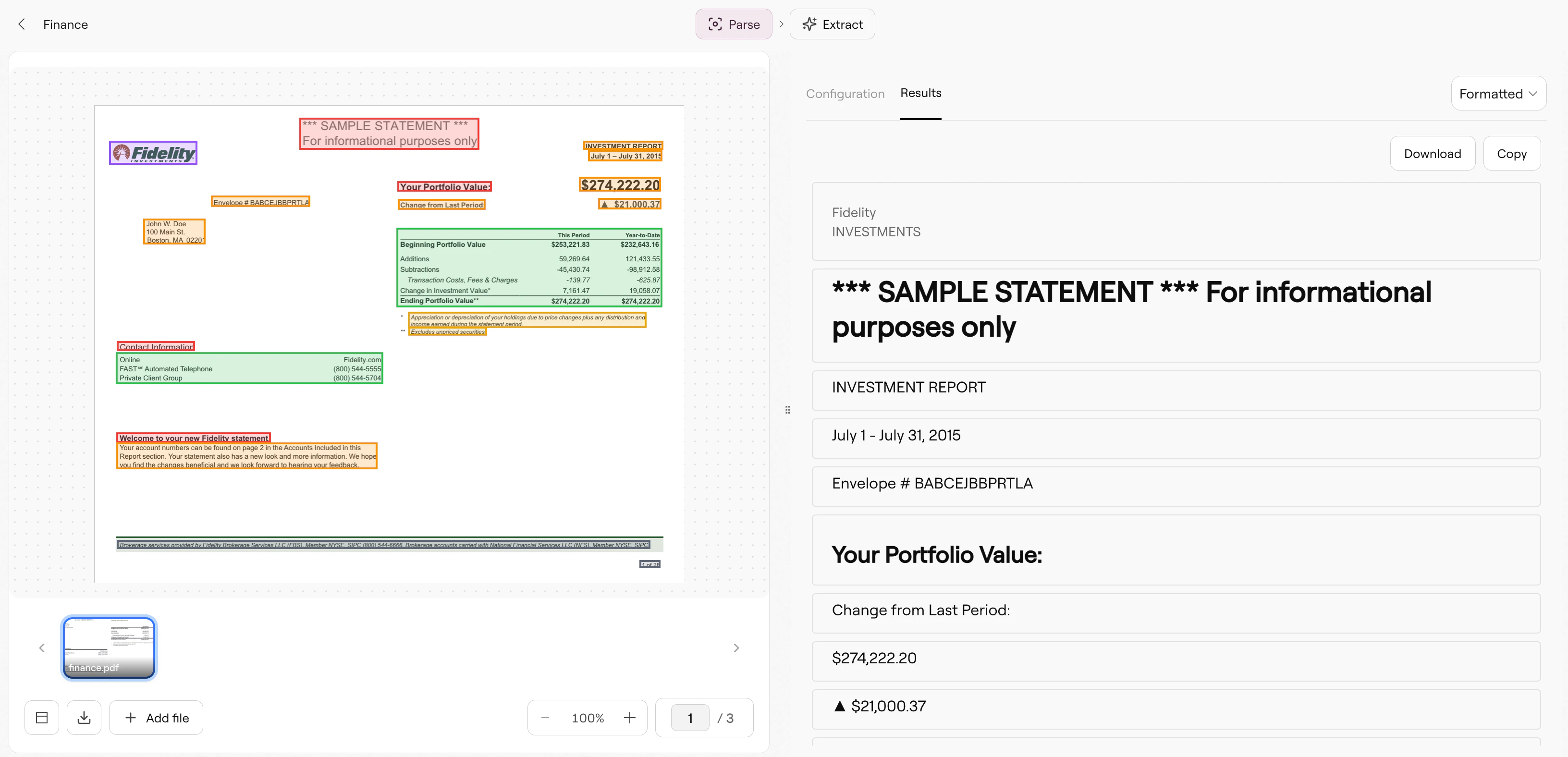 Example Parse Pipeline