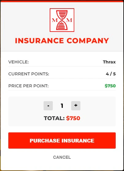 The /buyinsurance menu