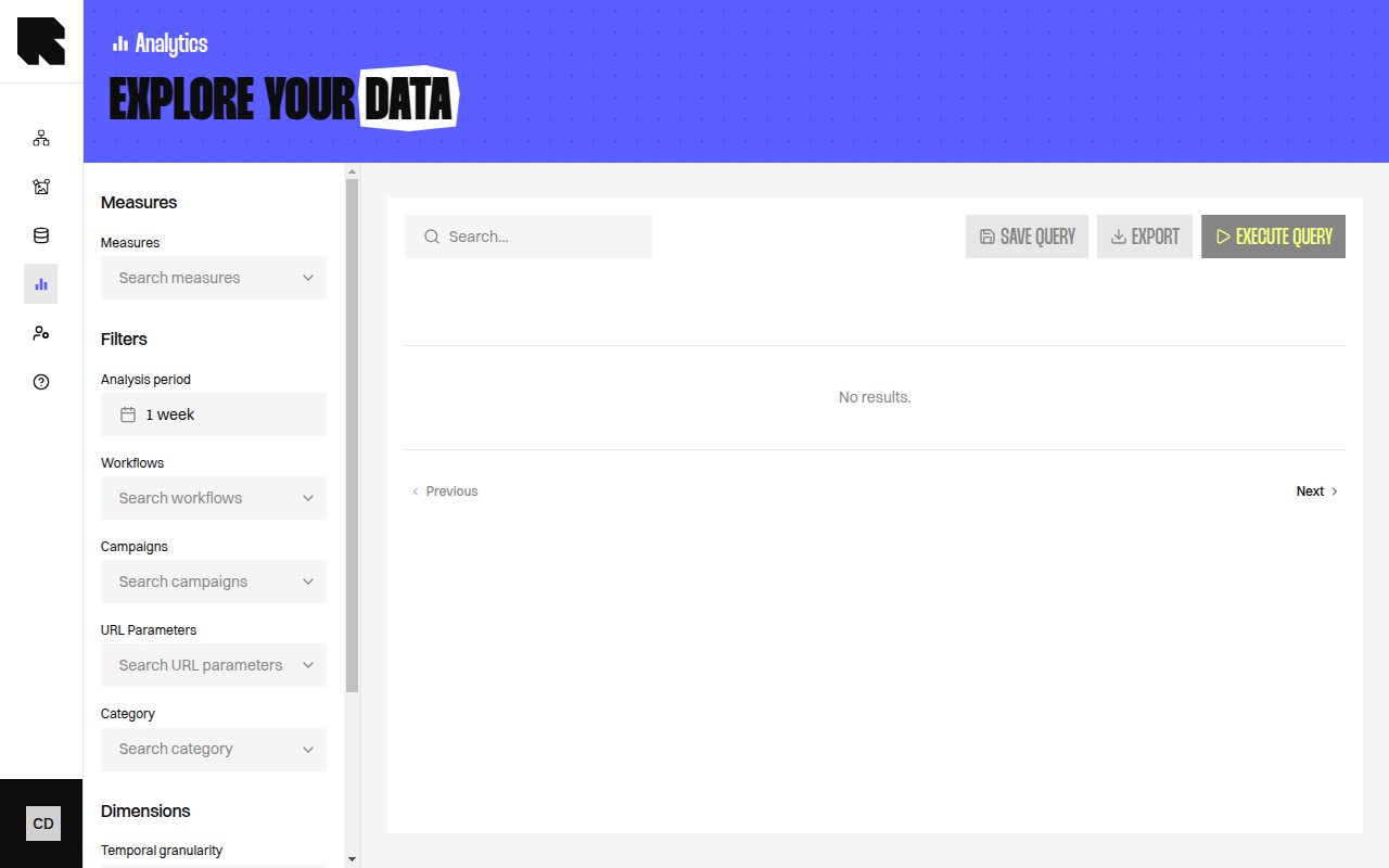 Data exploration page showing query builder and results table
