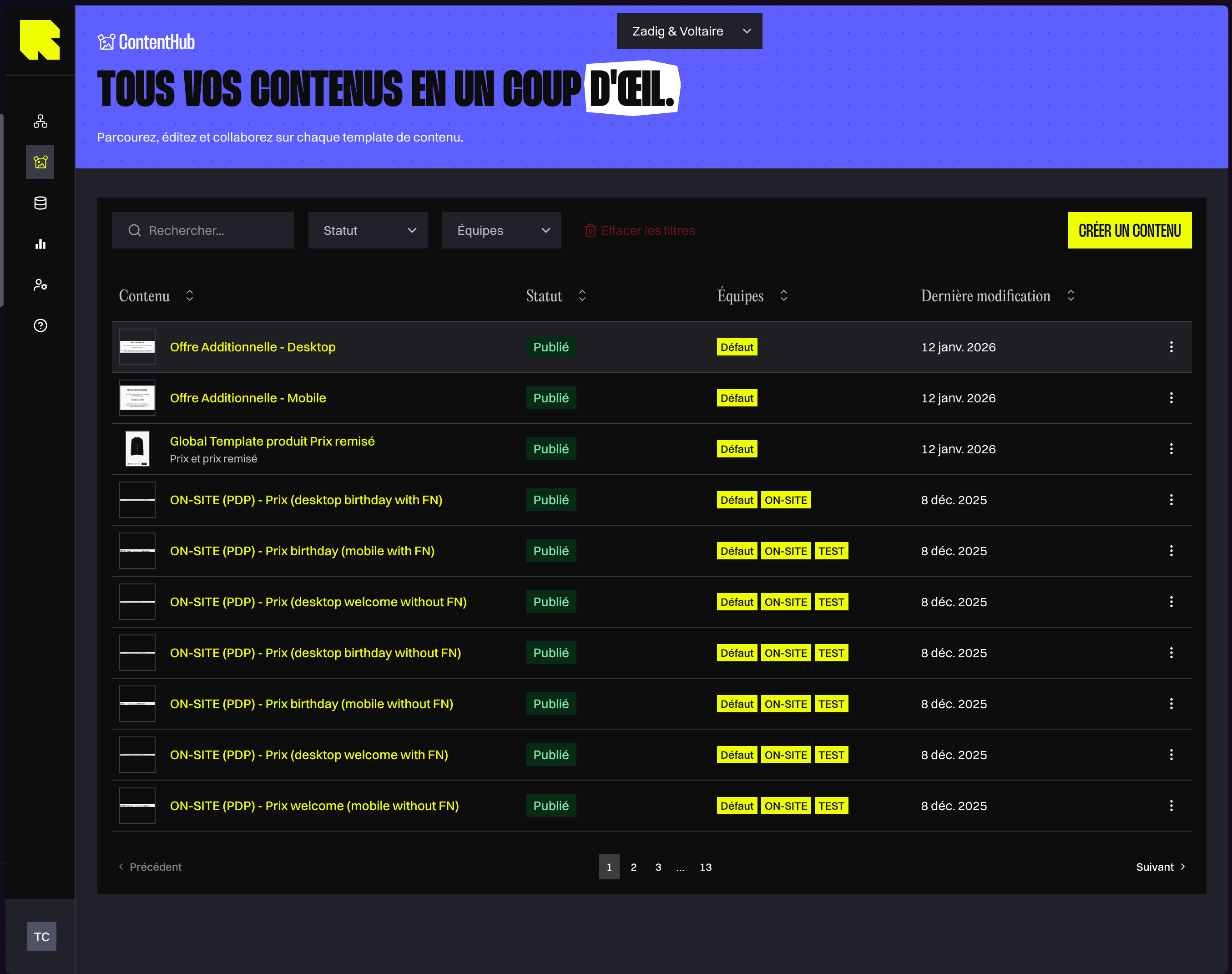 Content preview in listing page