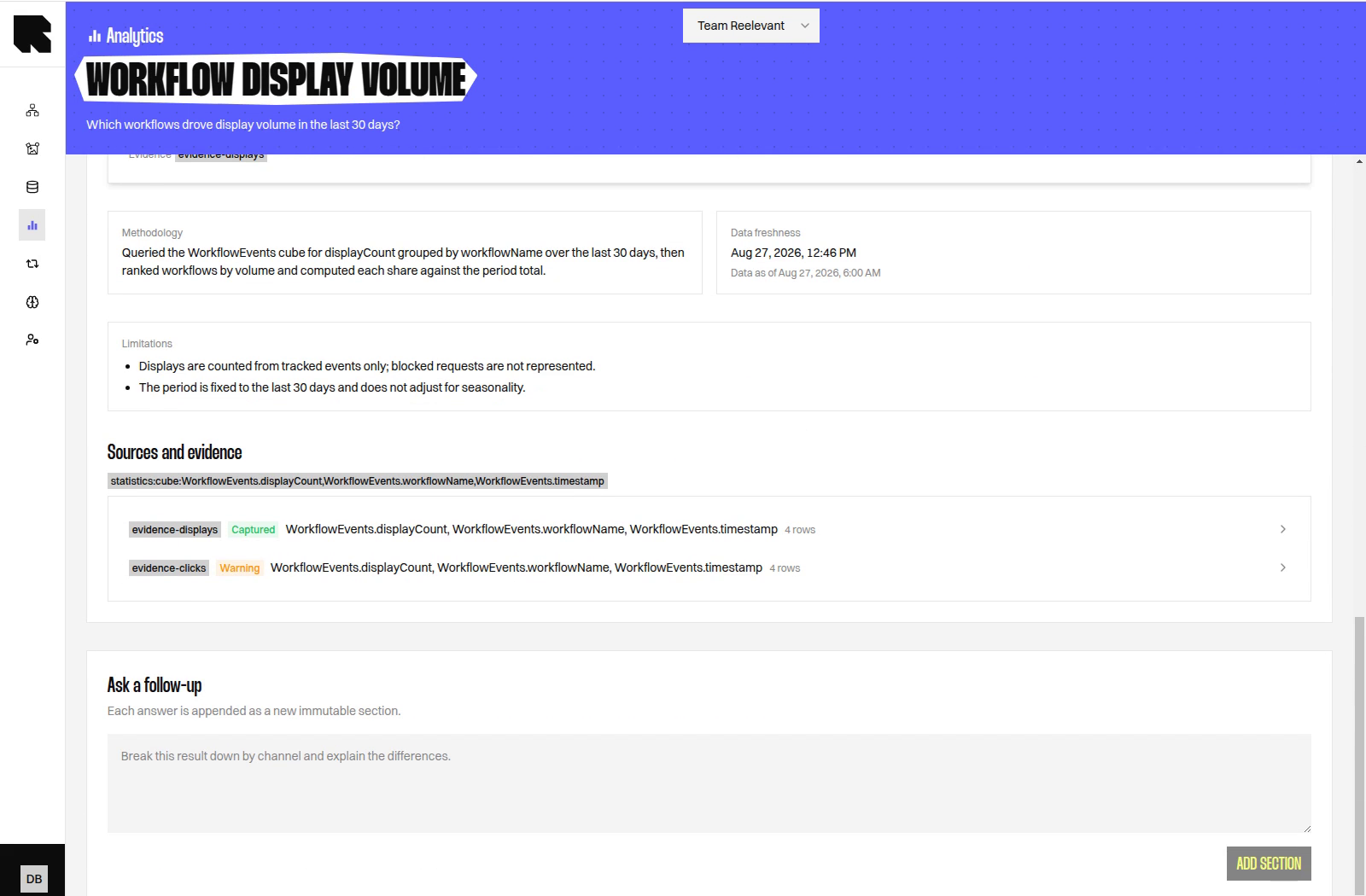 Ask a focused follow-up question below a completed report