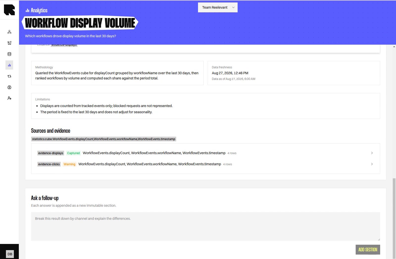 Ask a focused follow-up question below a completed report