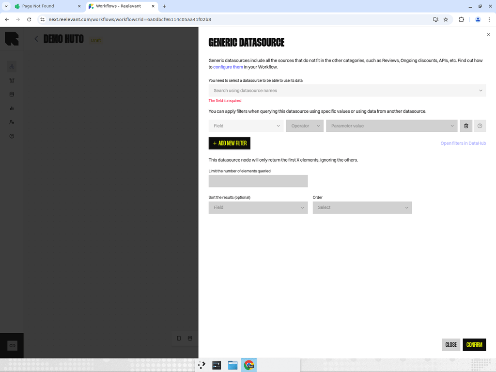 Generic datasource configuration panel