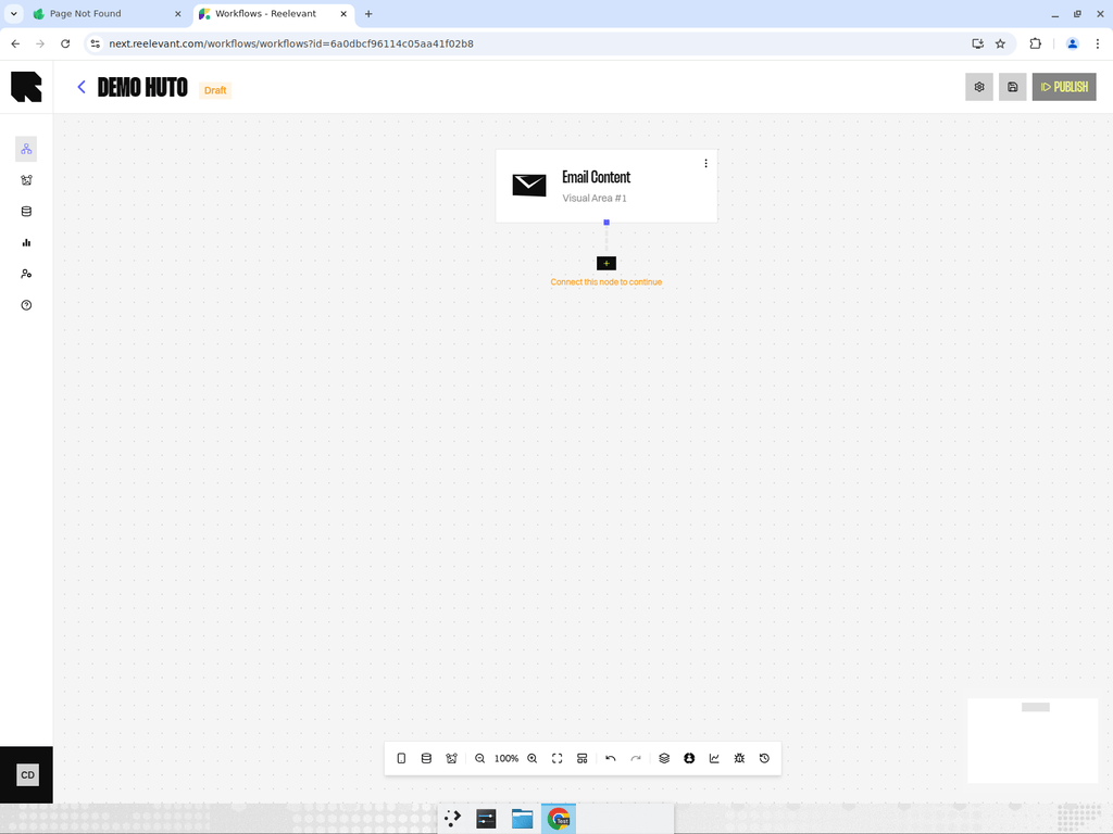 Email channel node on the workflow canvas