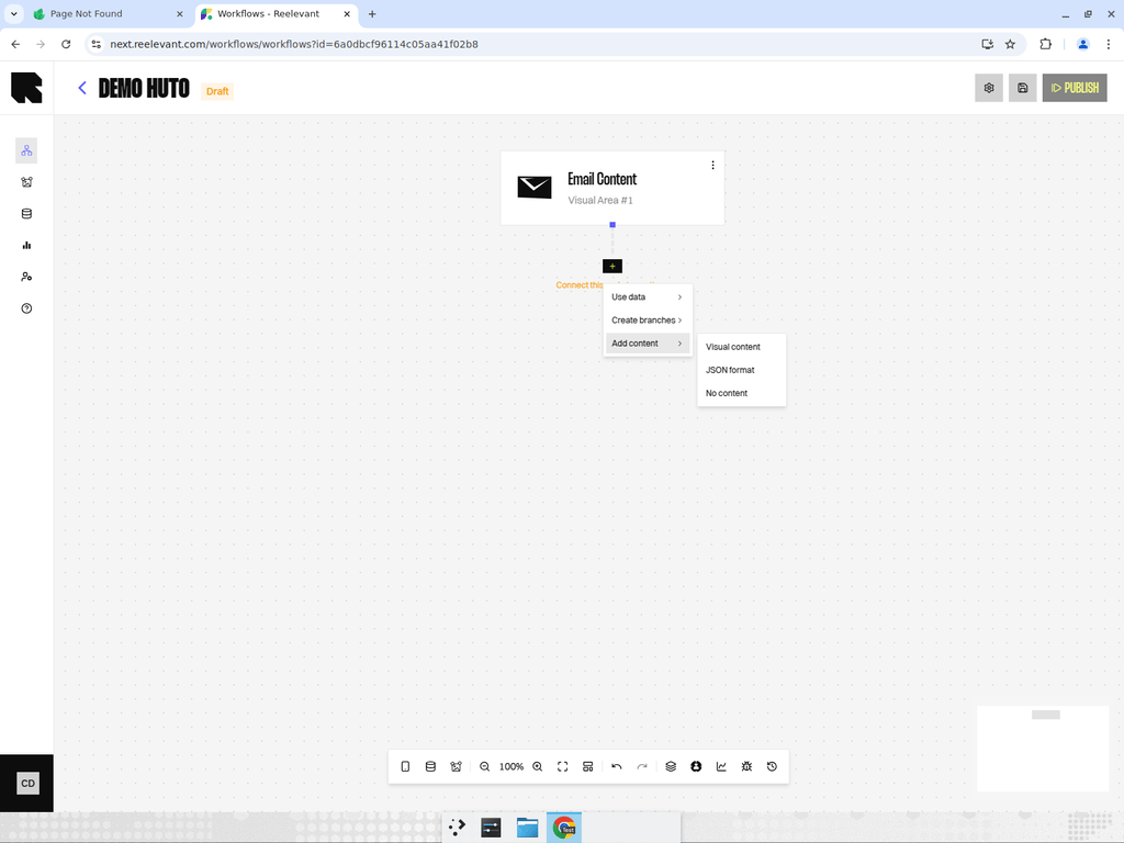 Output content picker showing the No content option