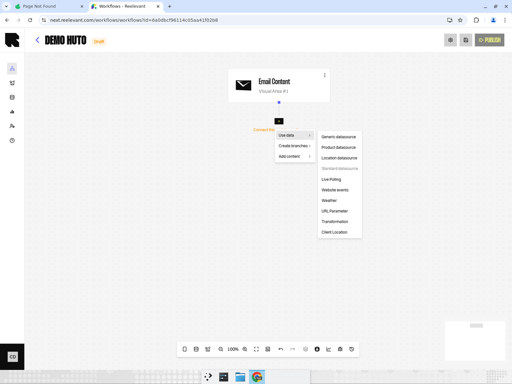 Data node picker showing all available data node types
