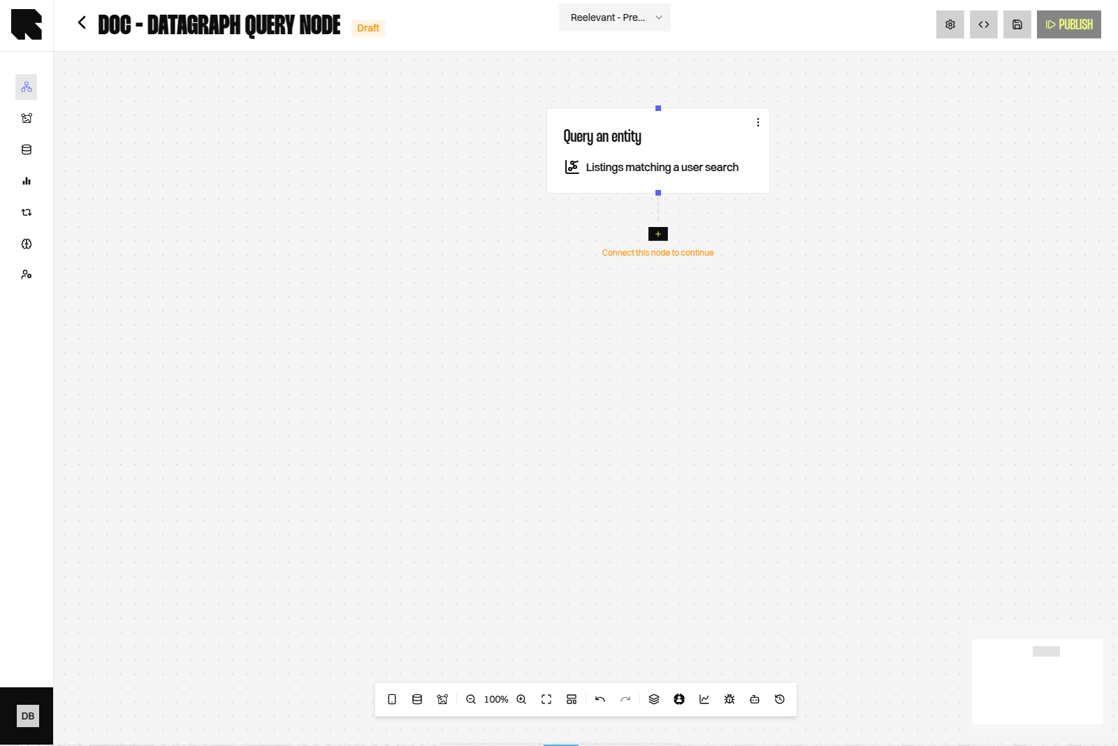 Query an entity Node on the Workflow canvas, showing the name of the selected Entity