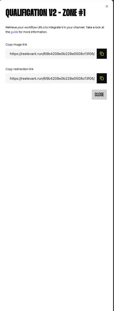 Integration instructions modal in the browser extension