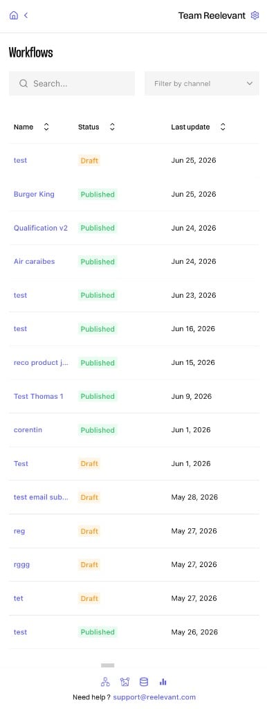 Browser extension side panel showing workflow list